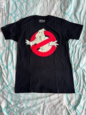 Ripple Junction Black T‑Shirt with Red and White Ghostbusters Logo